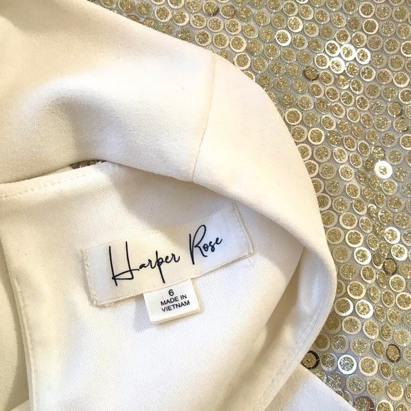 NWT Harper Rose Sequin Hem Embellished Sheath Dress White - Picture 15 of 16